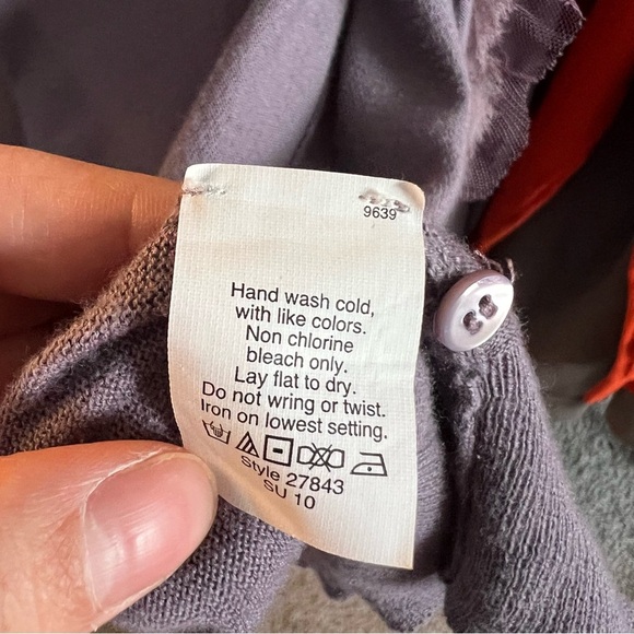 ⚪️🪽VTG JCREW/ SILK COTTON WOOL PURPLE SOFT KNIT CARDIGAN - Picture 7 of 9